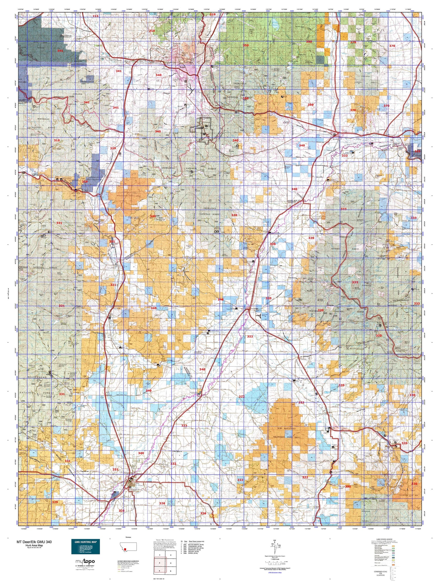 Montana Deer/Elk GMU 340 Map Image