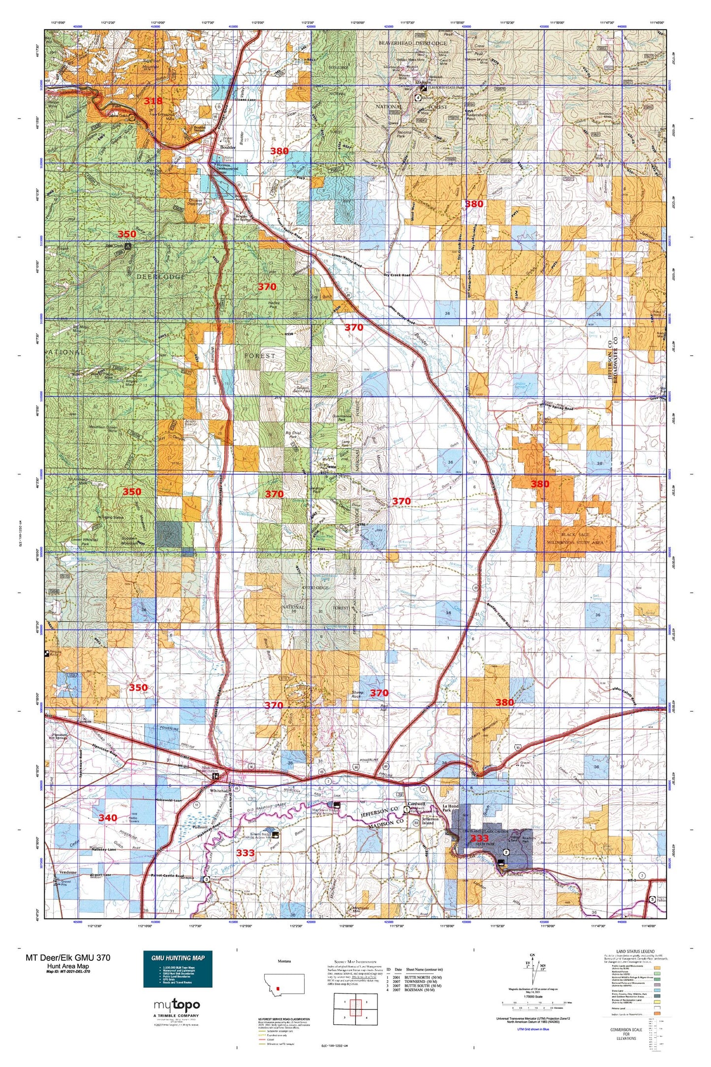 Montana Deer/Elk GMU 370 Map Image