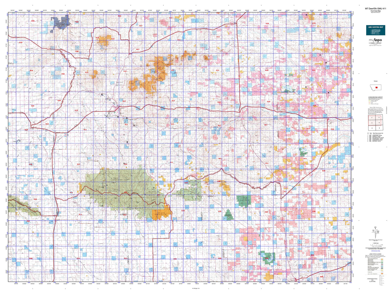 Montana Deer/Elk GMU 411 Map Image