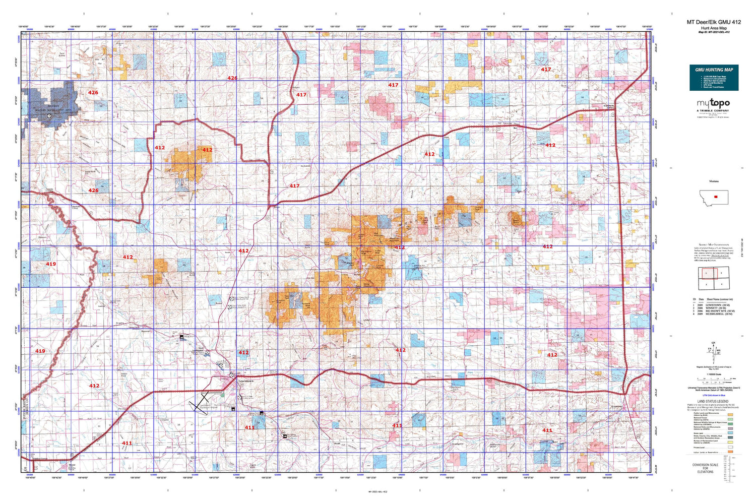 Montana Deer/Elk GMU 412 Map Image