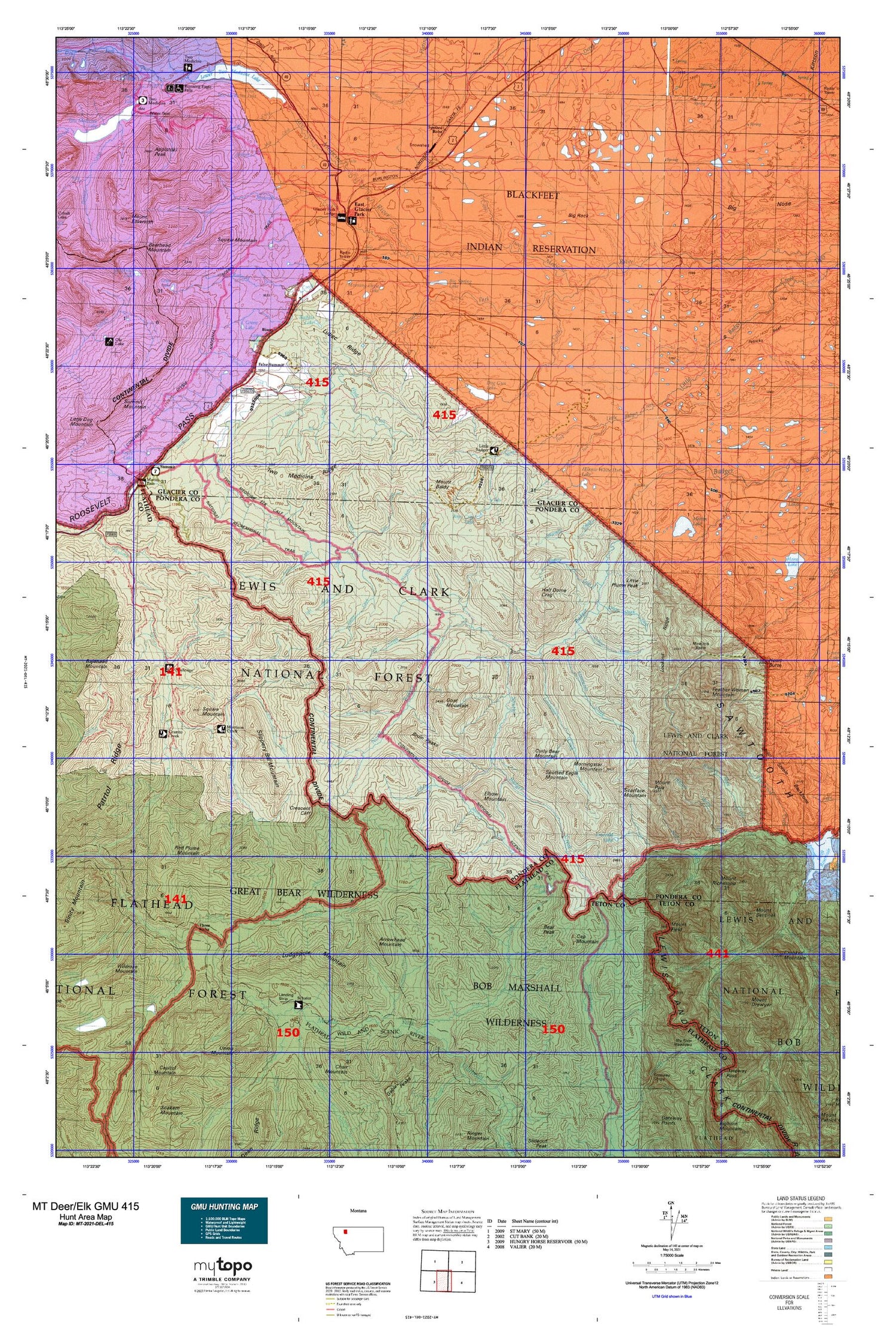 Montana Deer/Elk GMU 415 Map Image