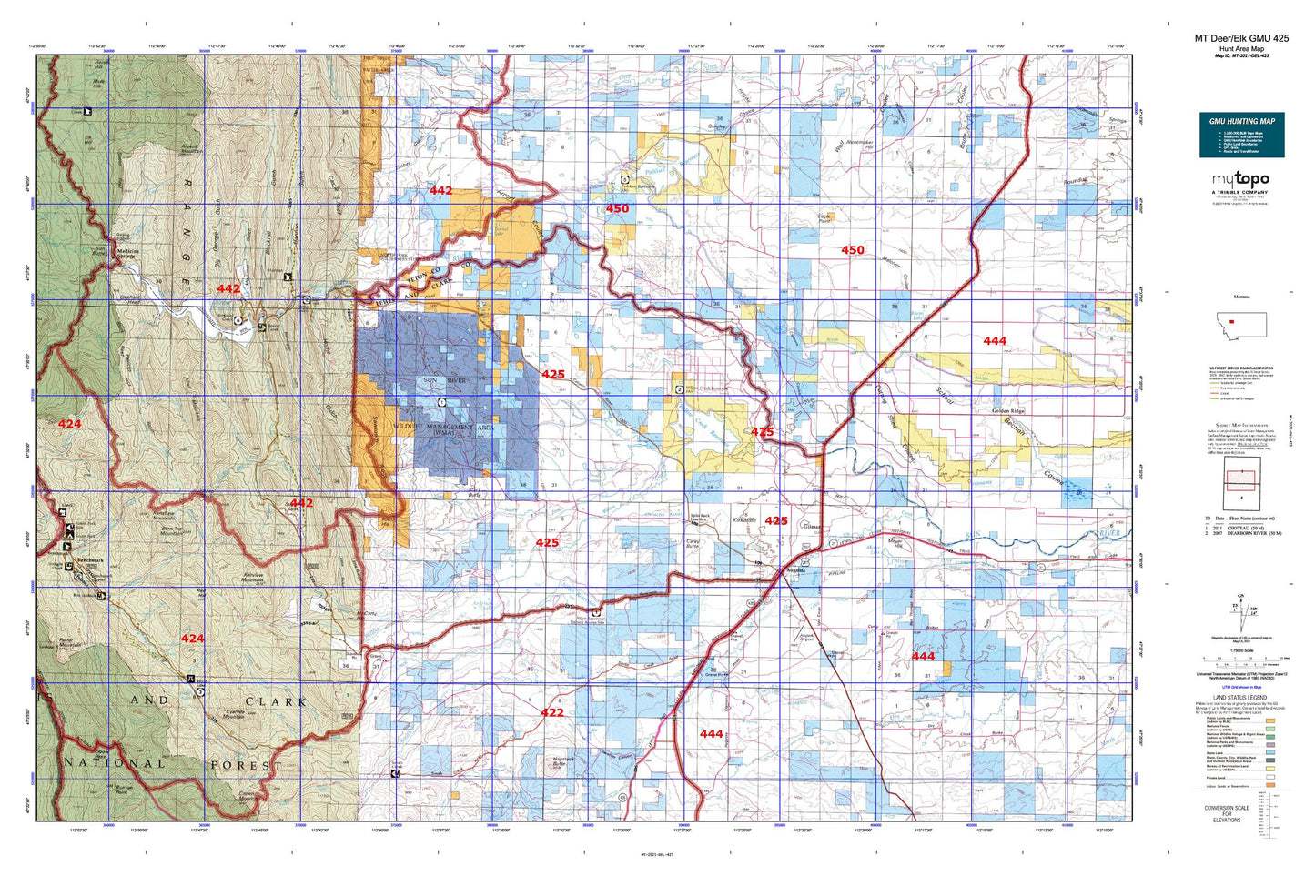 Montana Deer/Elk GMU 425 Map Image