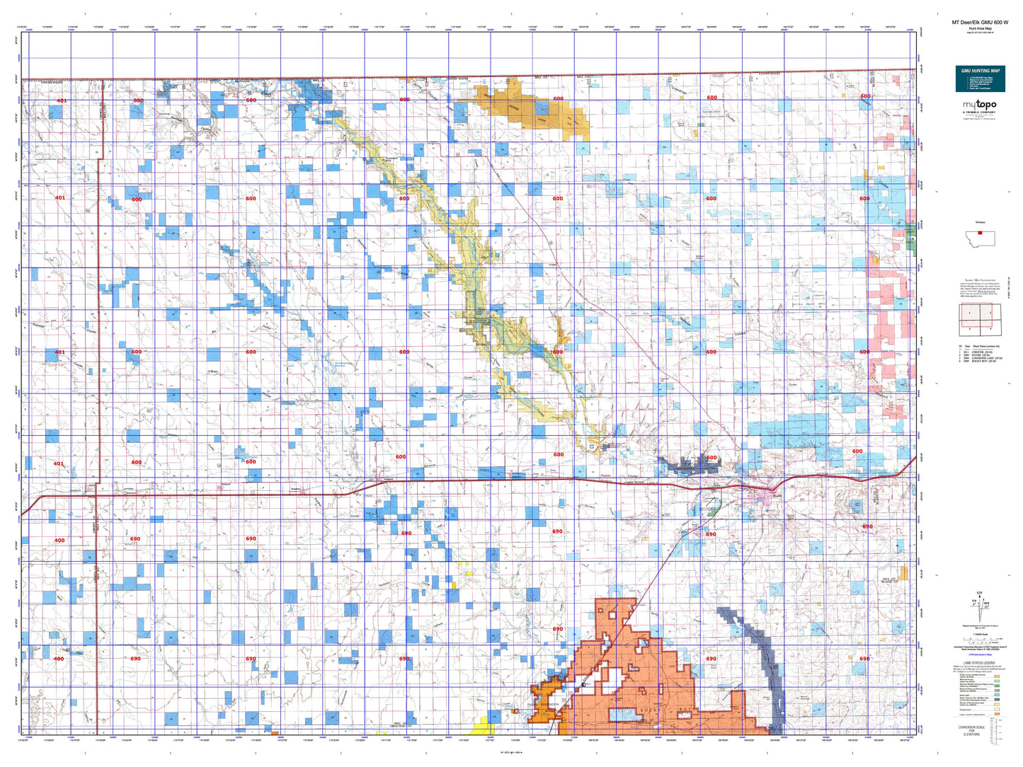 Montana Deer/Elk GMU 600 W Map Image