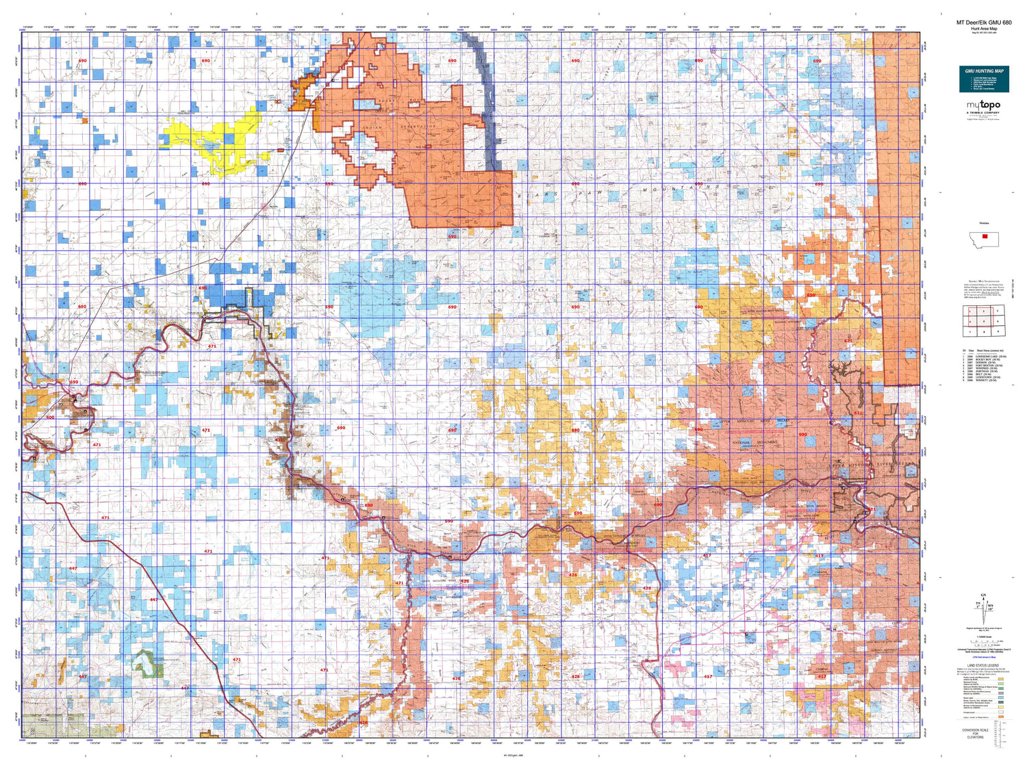 Montana Deer/Elk GMU 680 Map Image