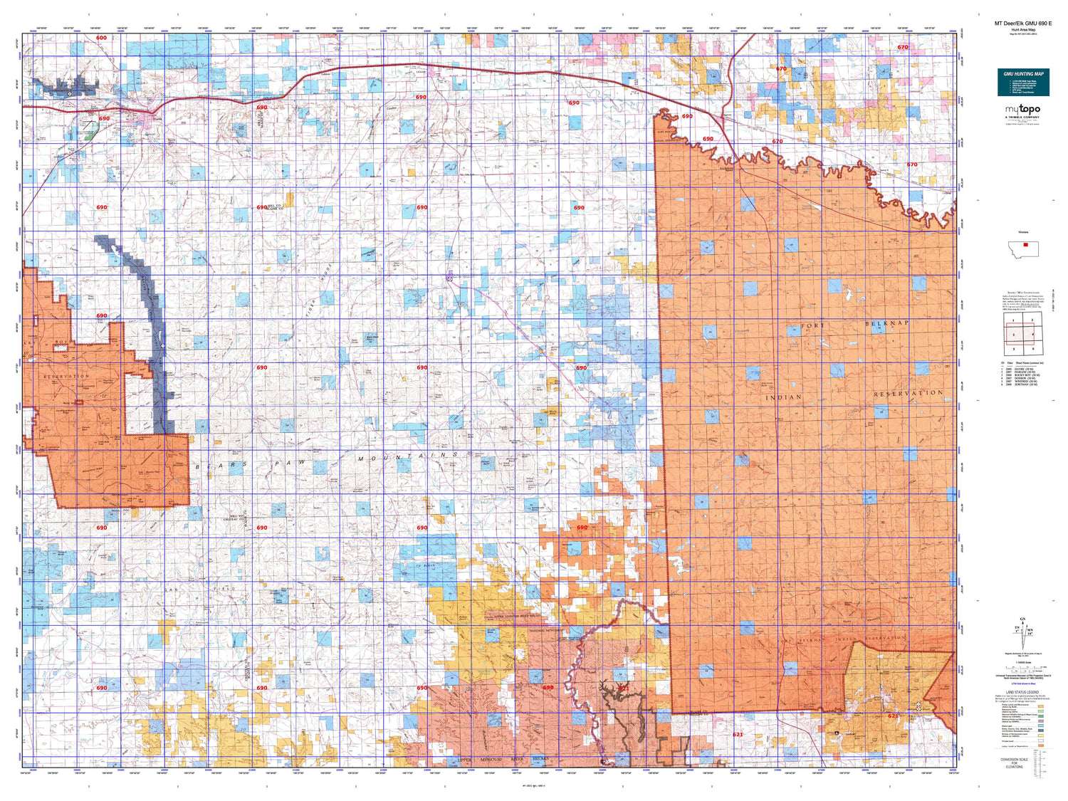 Montana Deer/Elk GMU 690 E Map Image