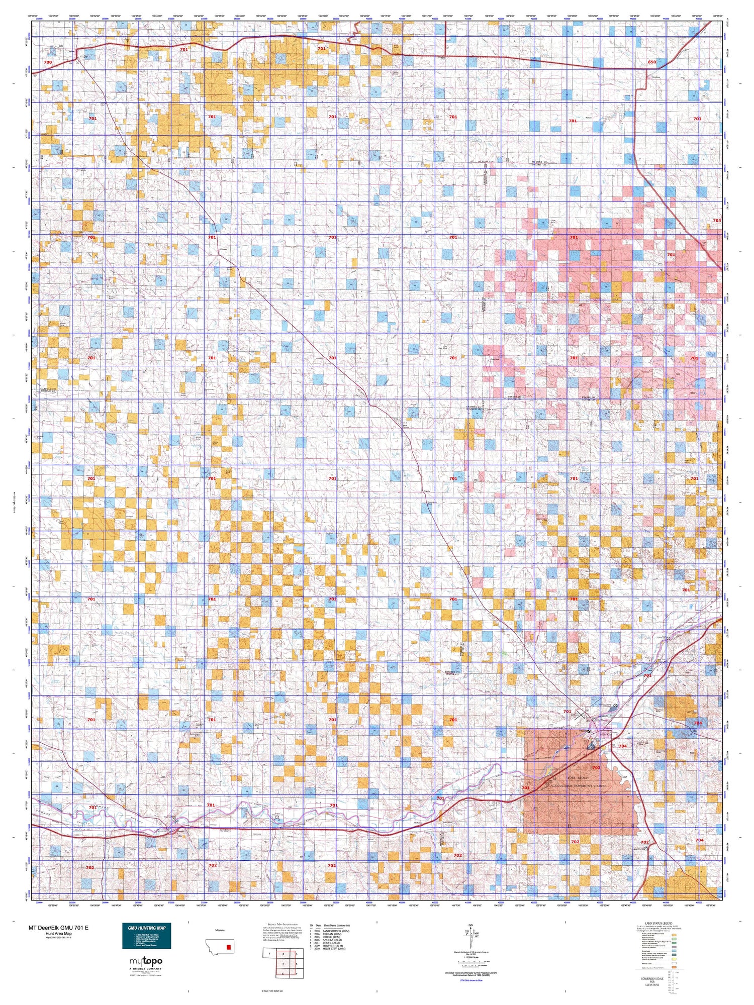 Montana Deer/Elk GMU 701 E Map Image