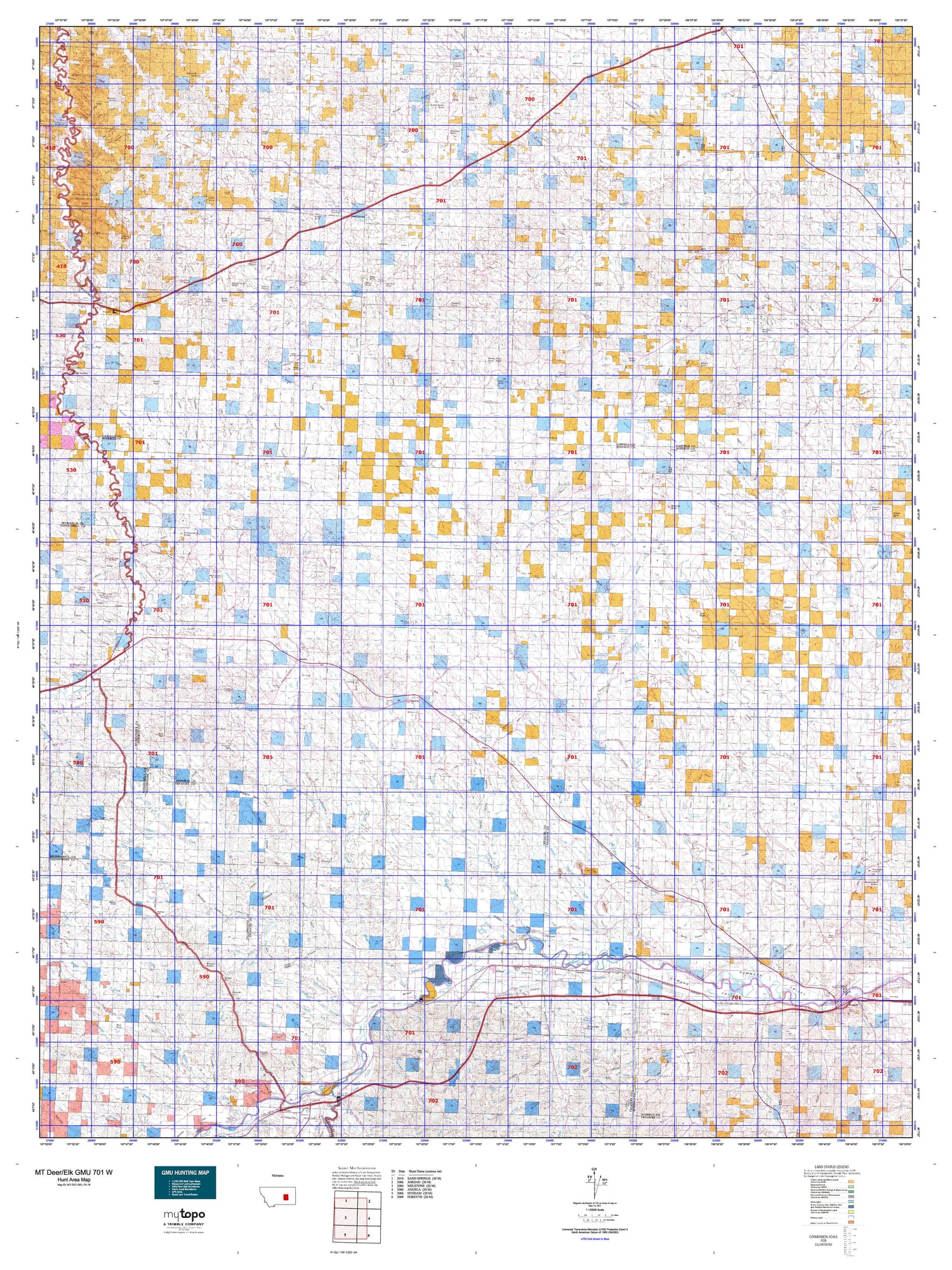 Montana Deer/Elk GMU 701 W Map Image
