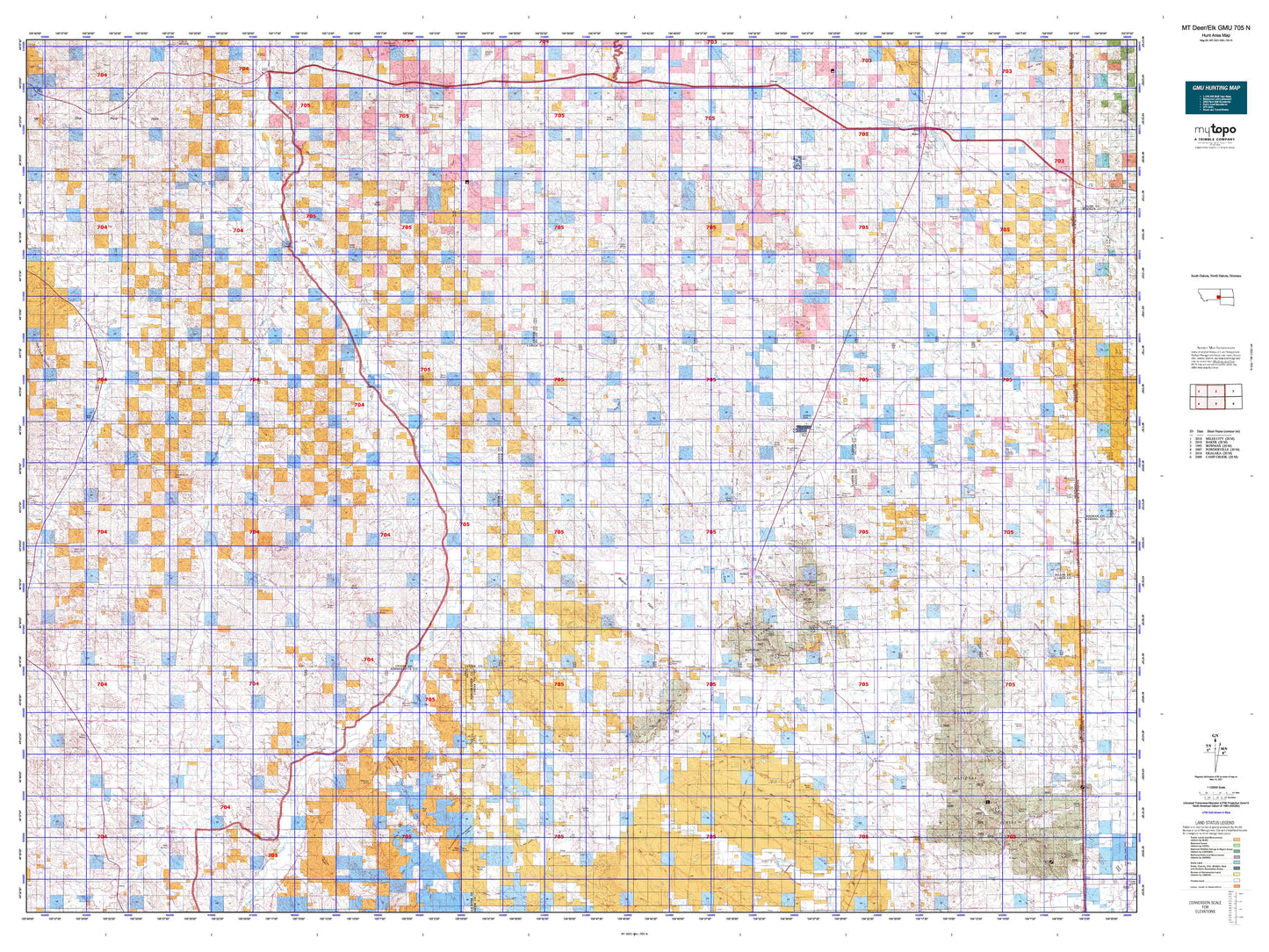 Montana Deer/Elk GMU 705 N Map Image