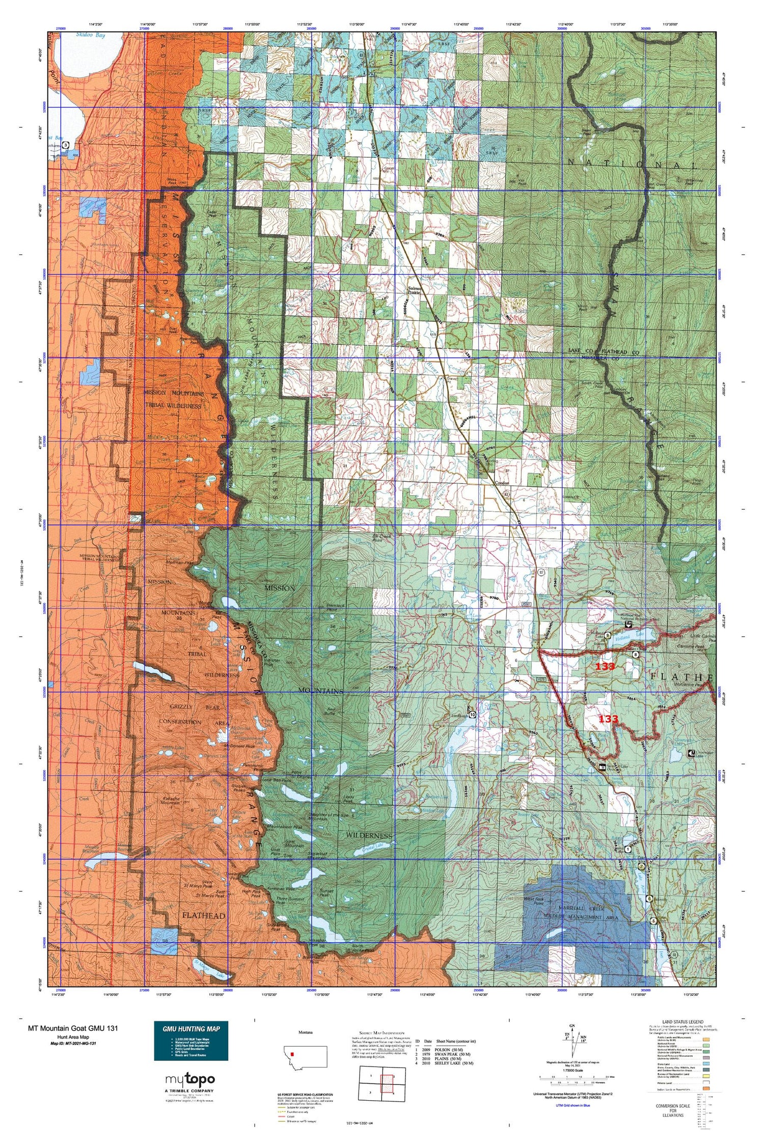 Montana Mountain Goat GMU 131 Map Image