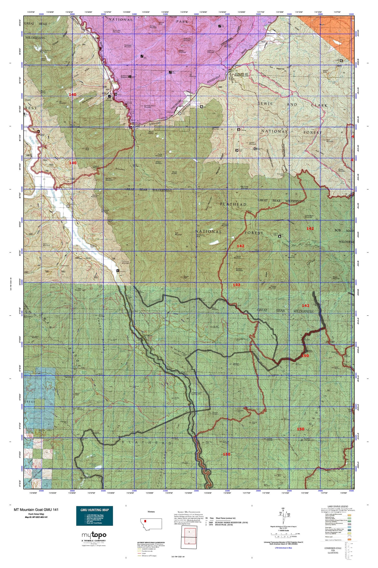 Montana Mountain Goat GMU 141 Map Image