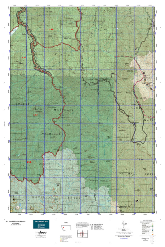 Montana Mountain Goat GMU 151 Map Image
