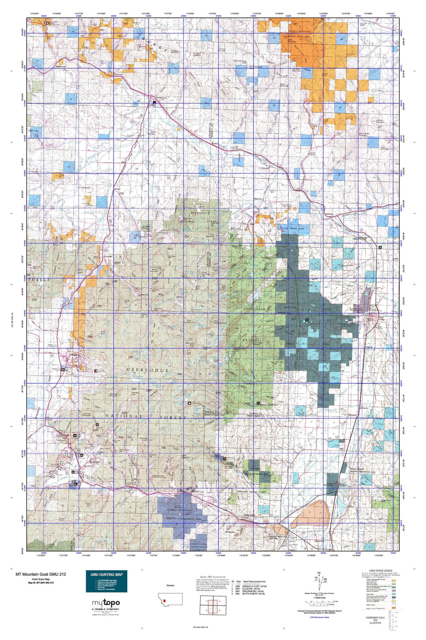 Montana Mountain Goat GMU 212 Map Image