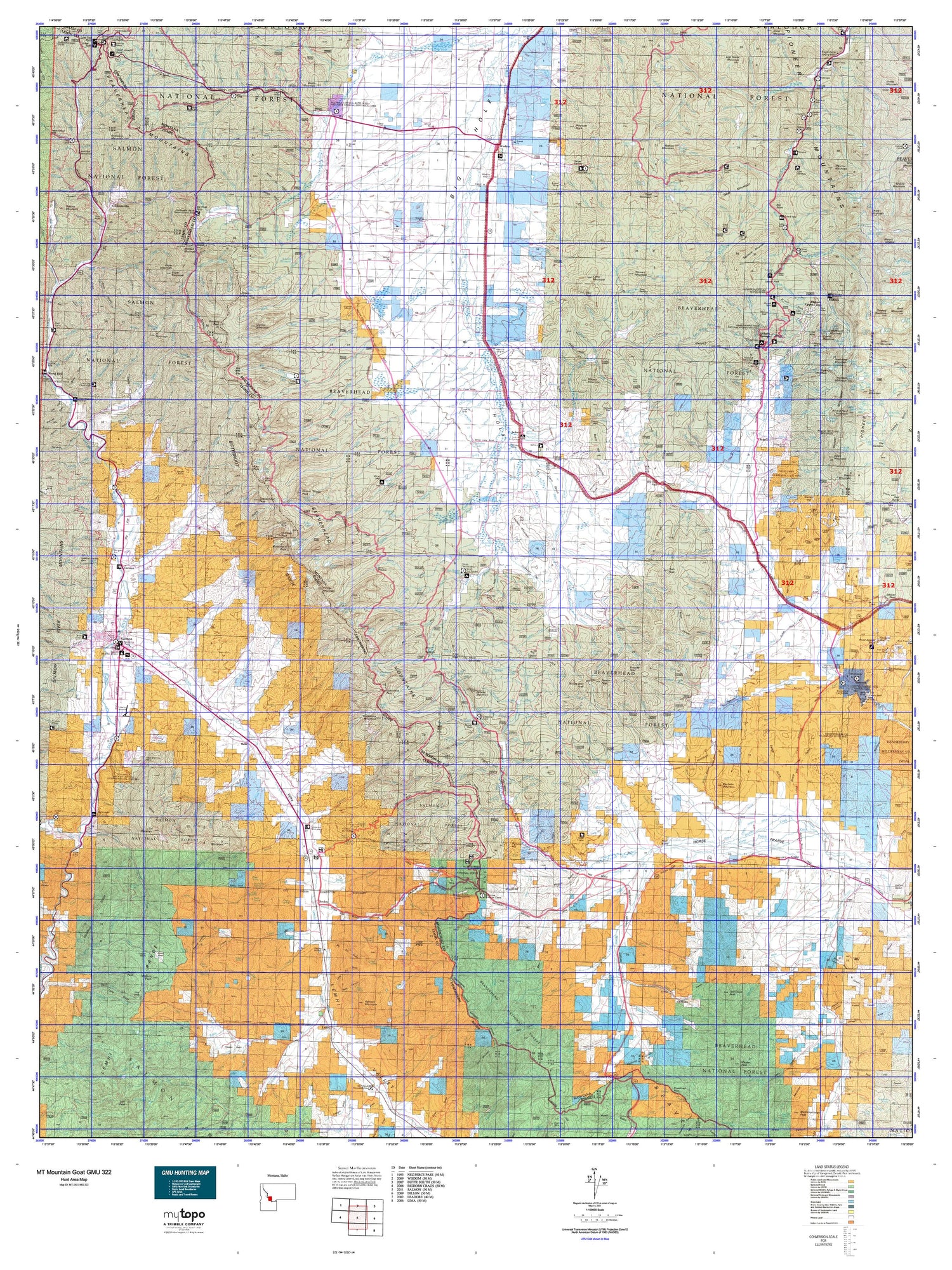 Montana Mountain Goat GMU 322 Map Image