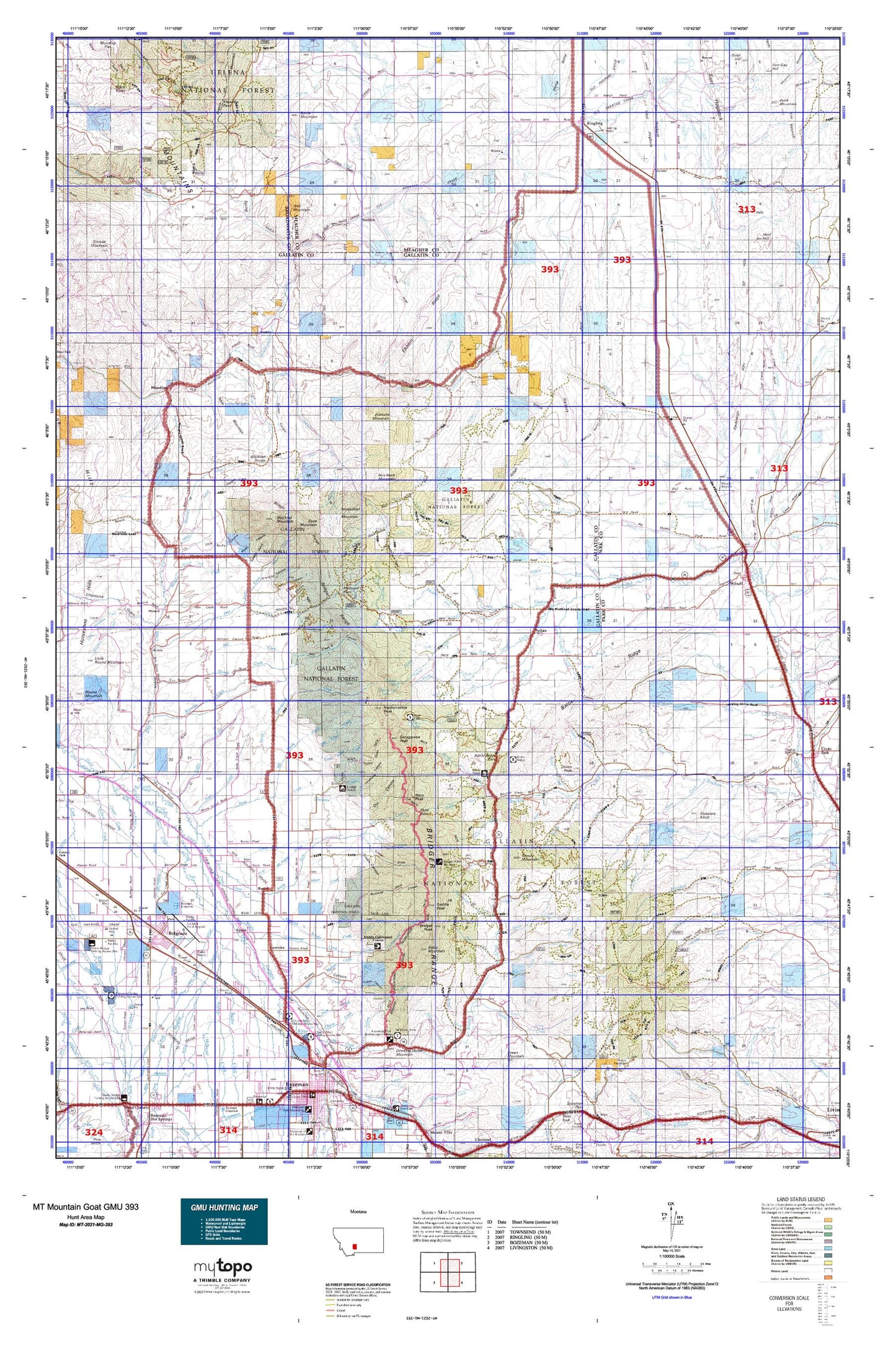 Montana Mountain Goat GMU 393 Map Image