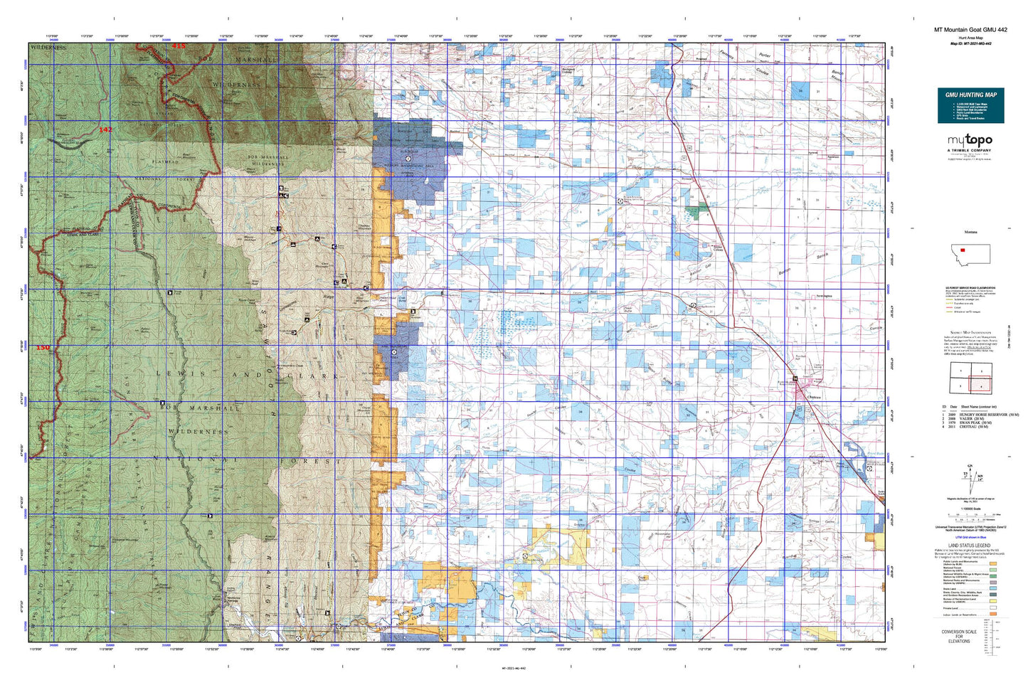 Montana Mountain Goat GMU 442 Map Image