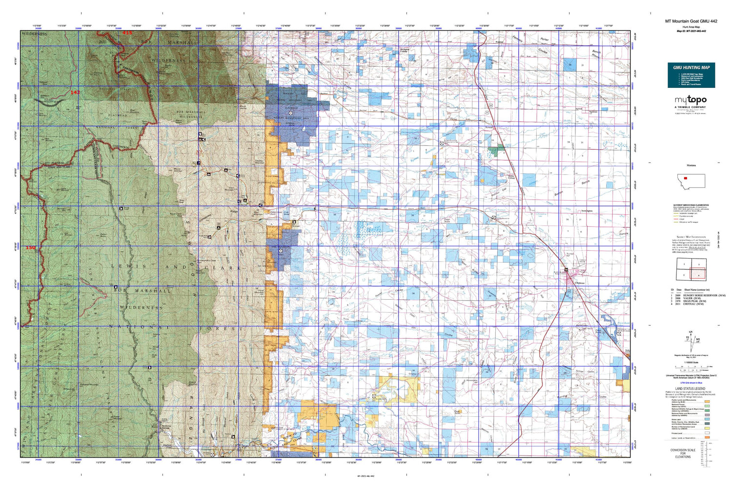 Montana Mountain Goat GMU 442 Map Image