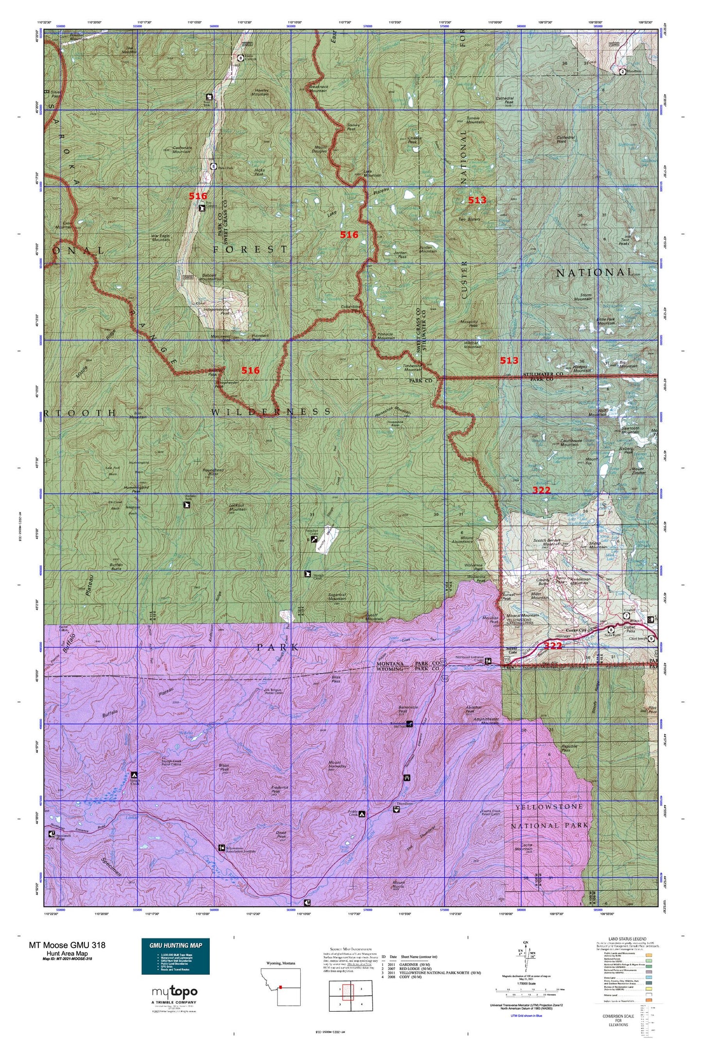 Montana Moose GMU 318 Map Image