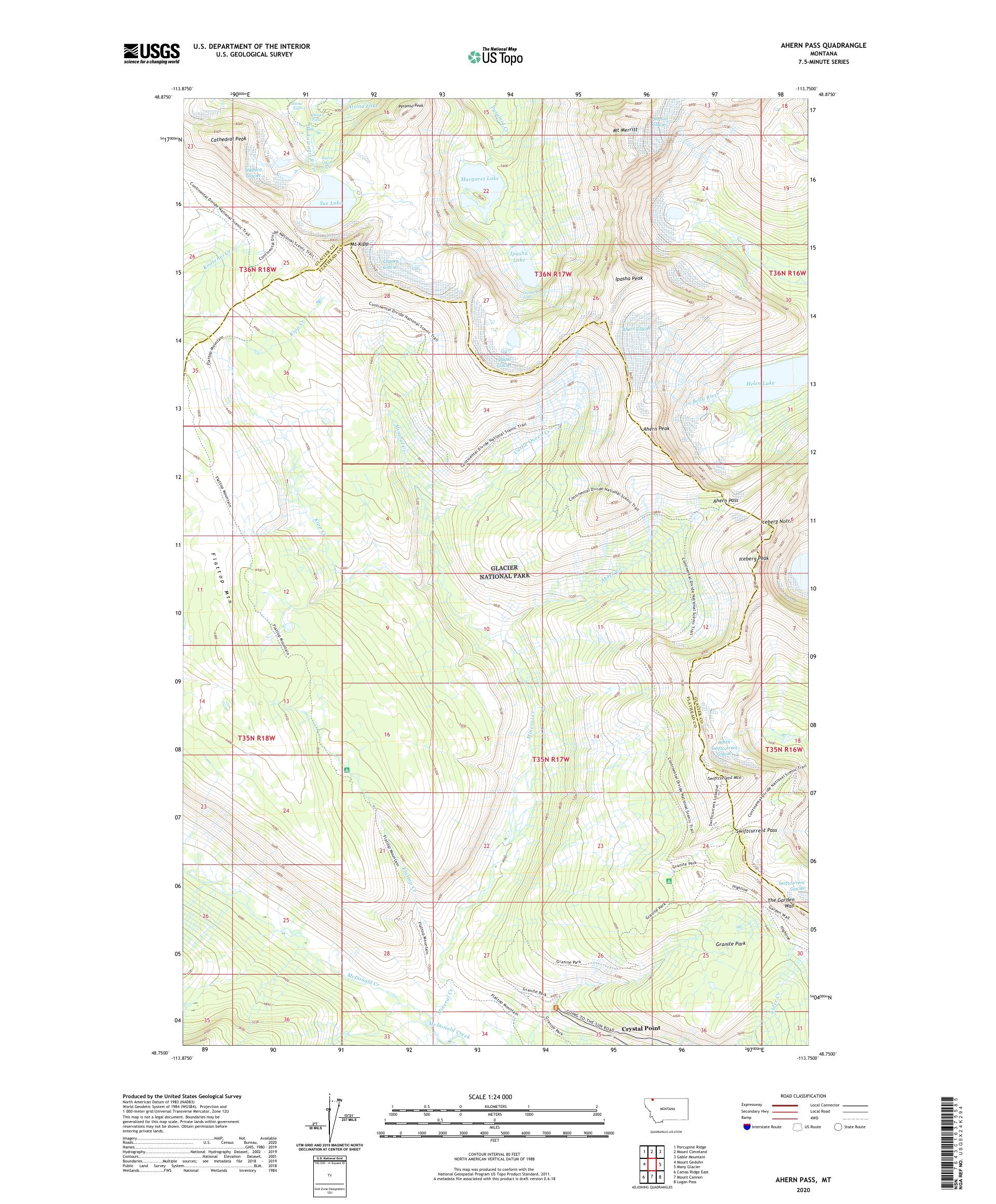 Ahern Pass Montana US Topo Map – MyTopo Map Store