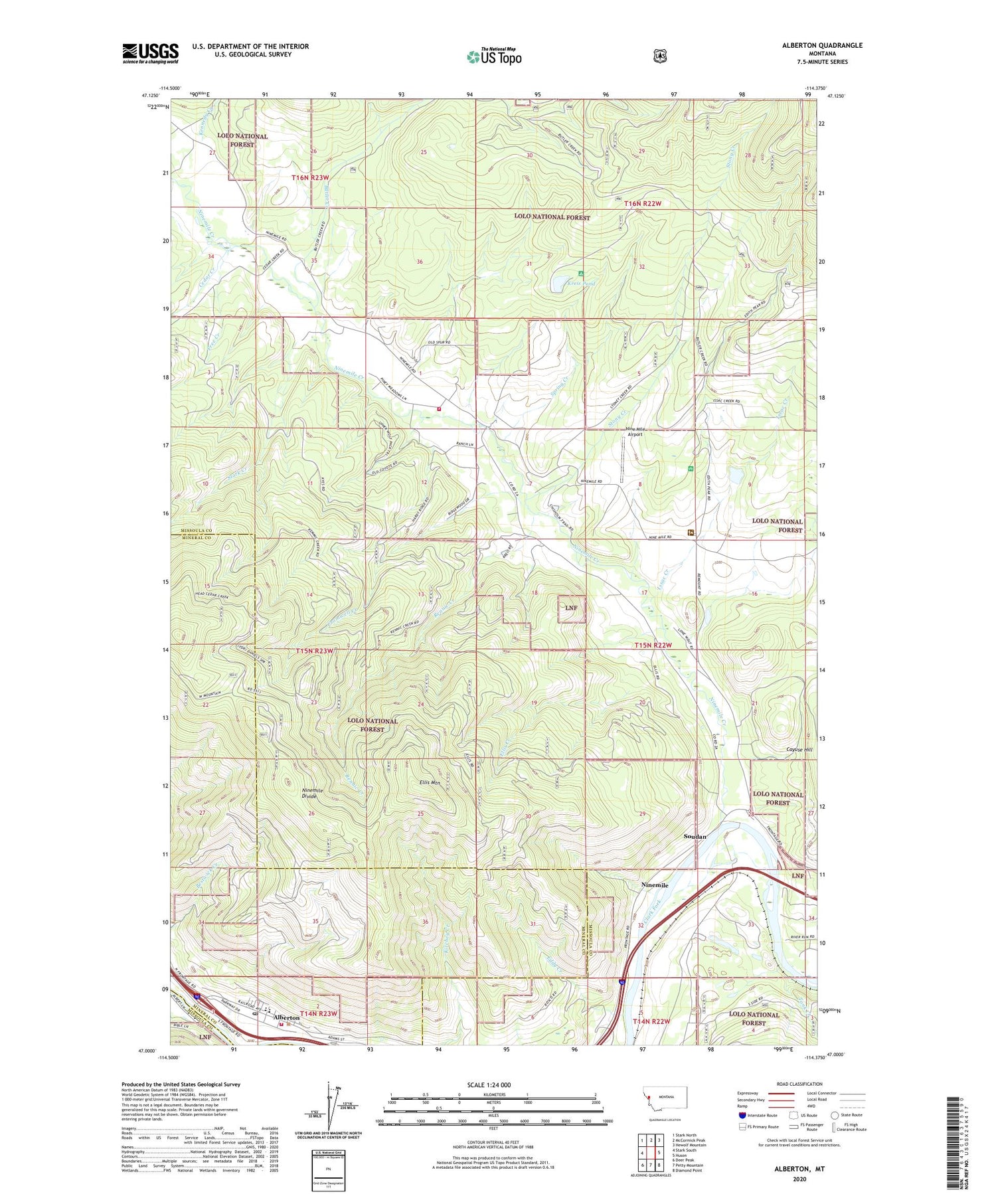 Alberton Montana US Topo Map Image