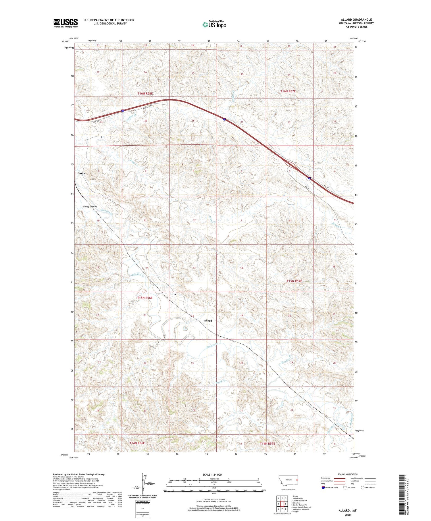 Allard Montana US Topo Map Image