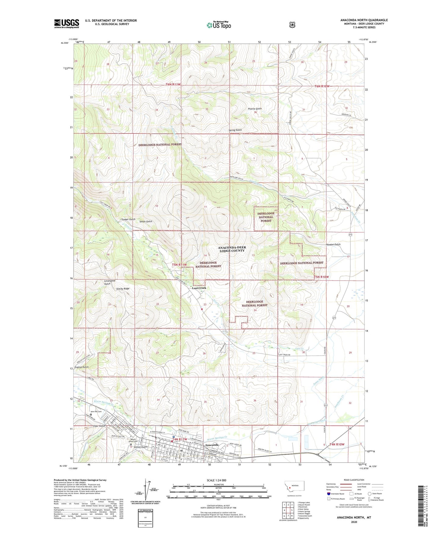 Anaconda North Montana US Topo Map Image