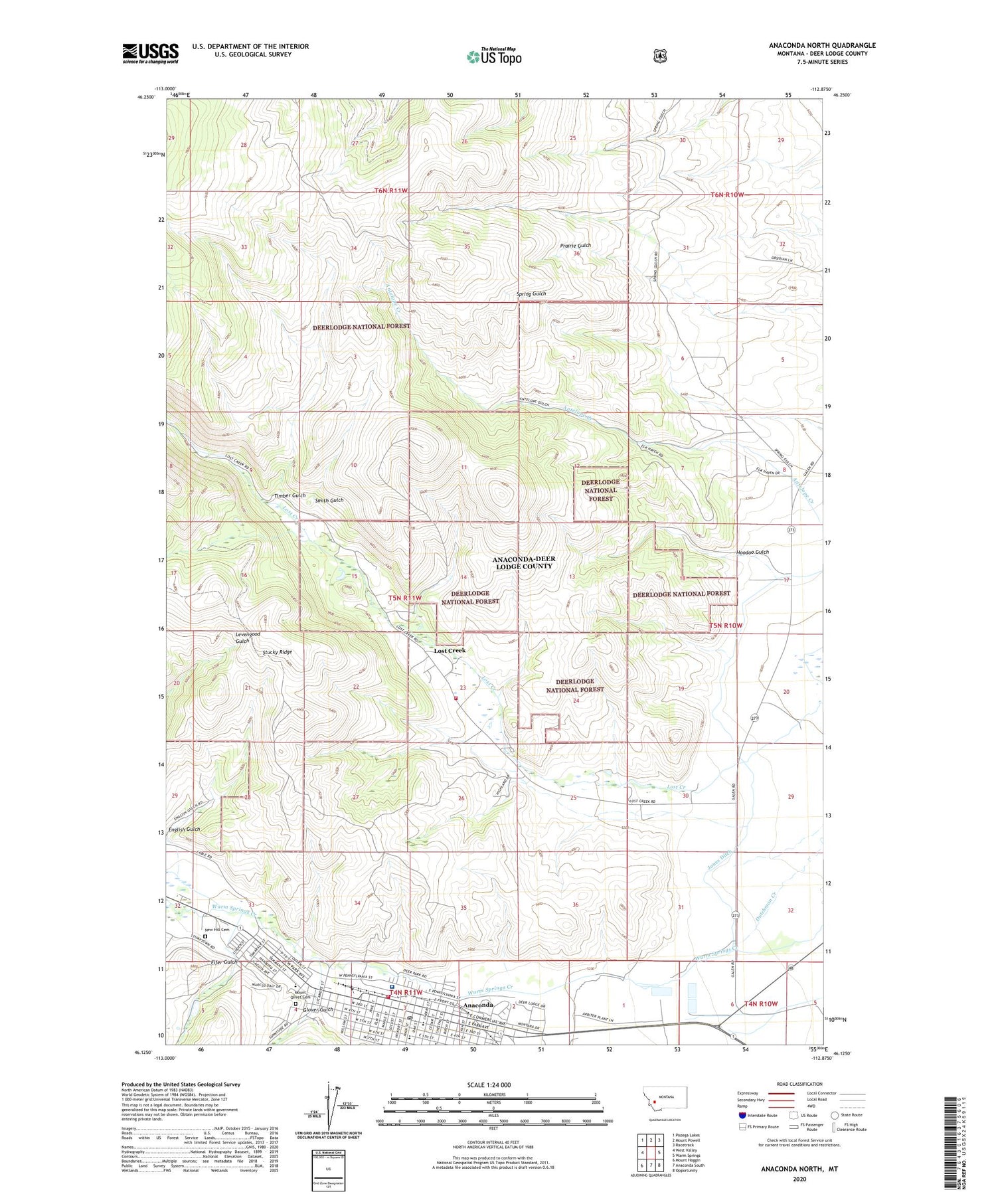 Anaconda North Montana US Topo Map Image