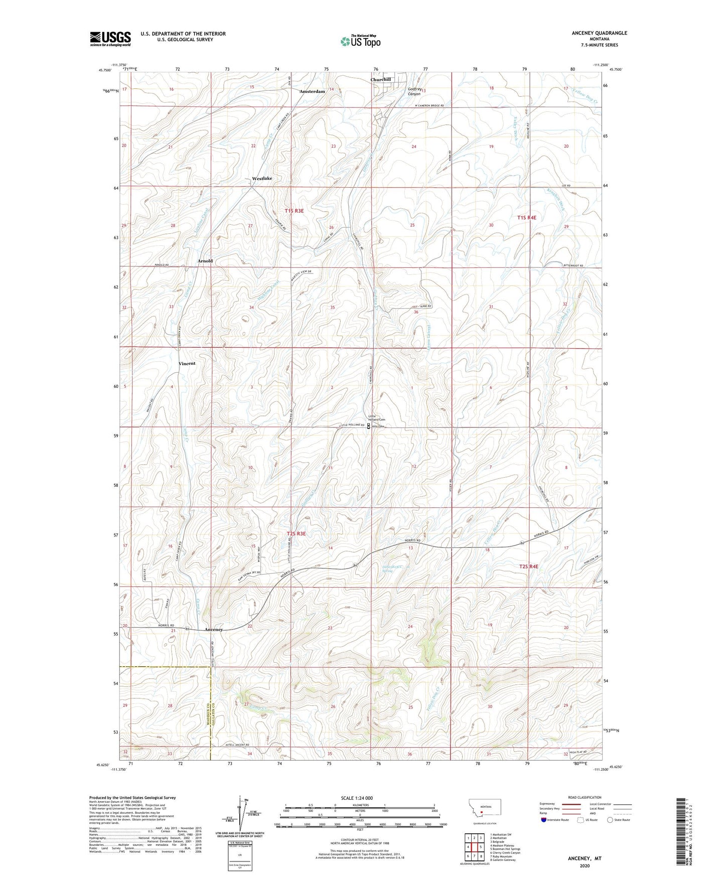 Anceney Montana US Topo Map Image