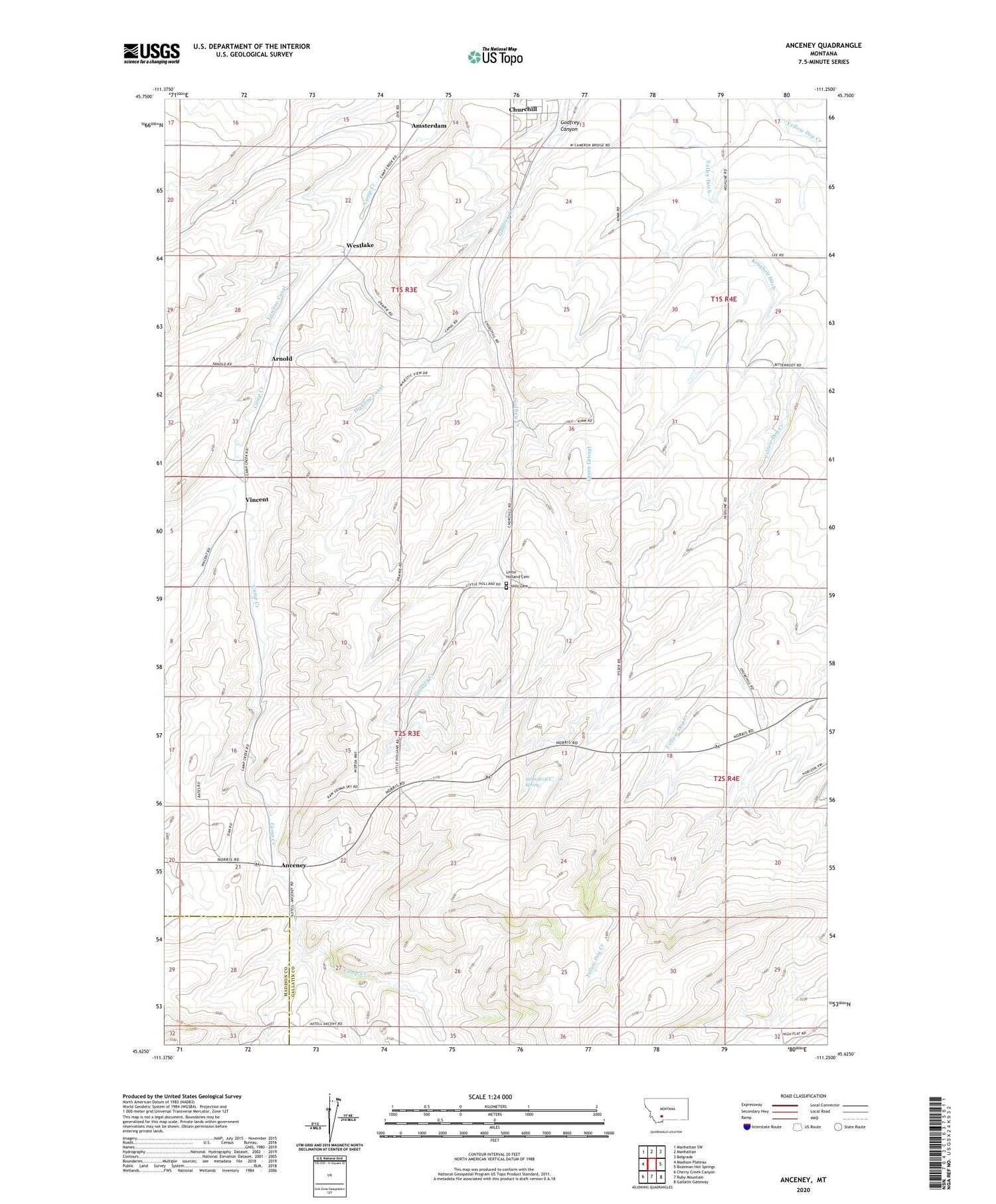 Anceney Montana US Topo Map Image