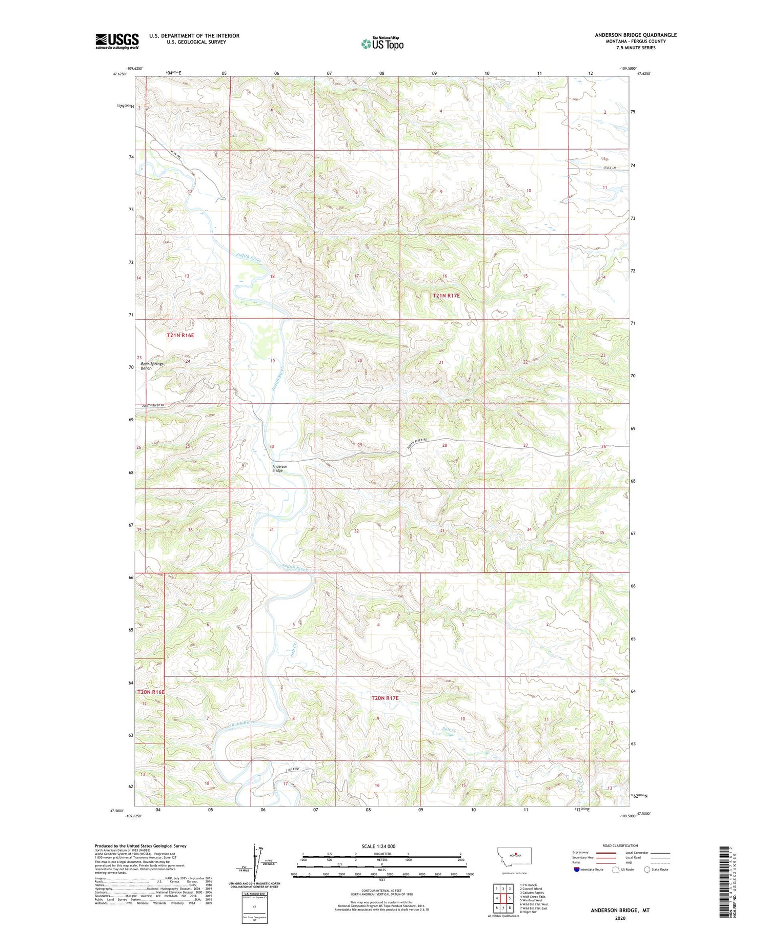 Anderson Bridge Montana US Topo Map Image