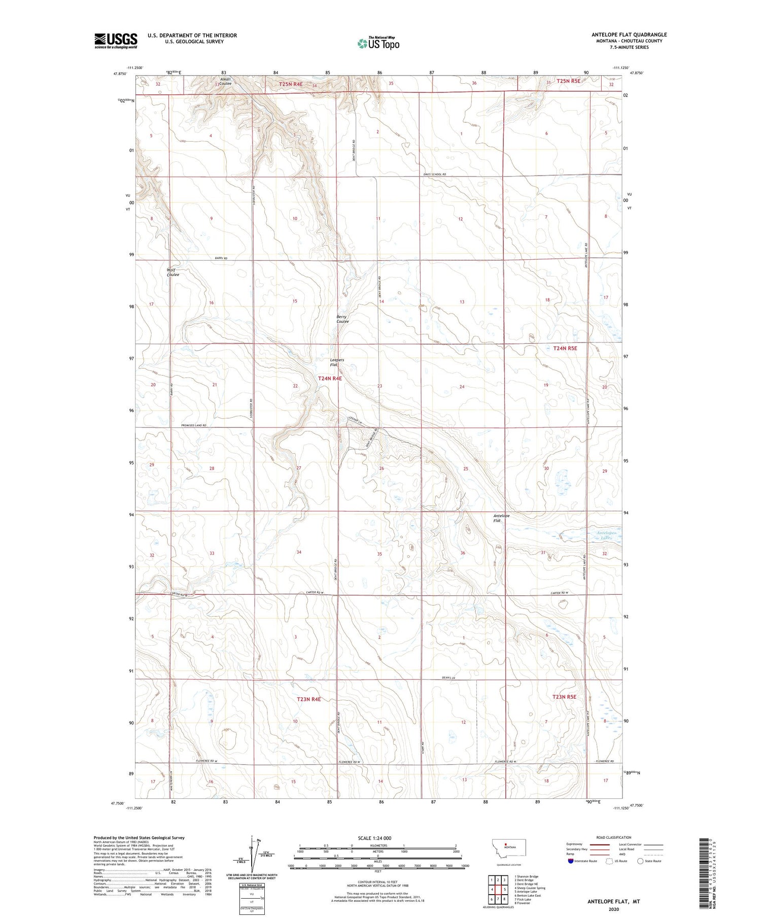 Antelope Flat Montana US Topo Map Image