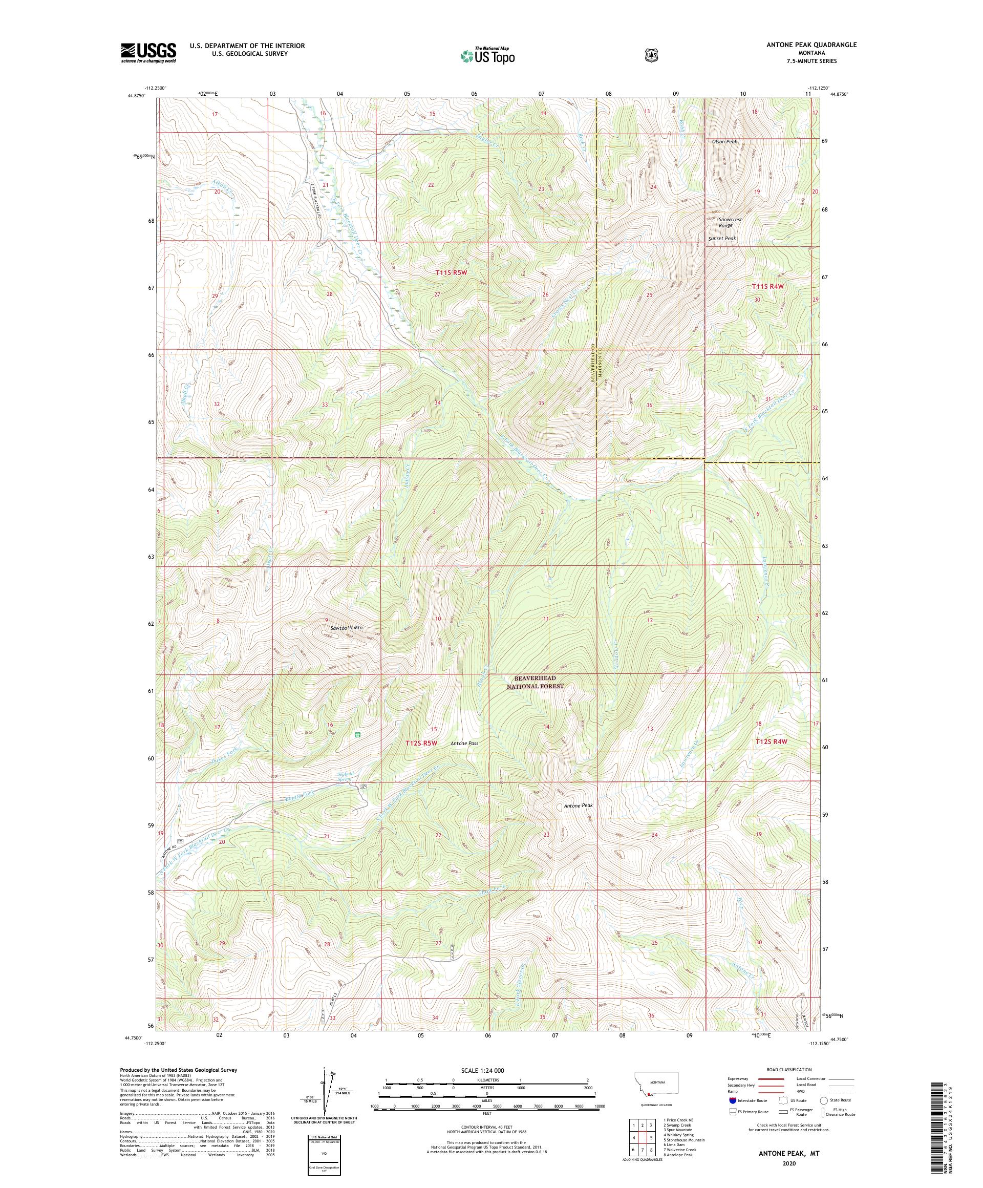 Antone Peak Montana US Topo Map – MyTopo Map Store