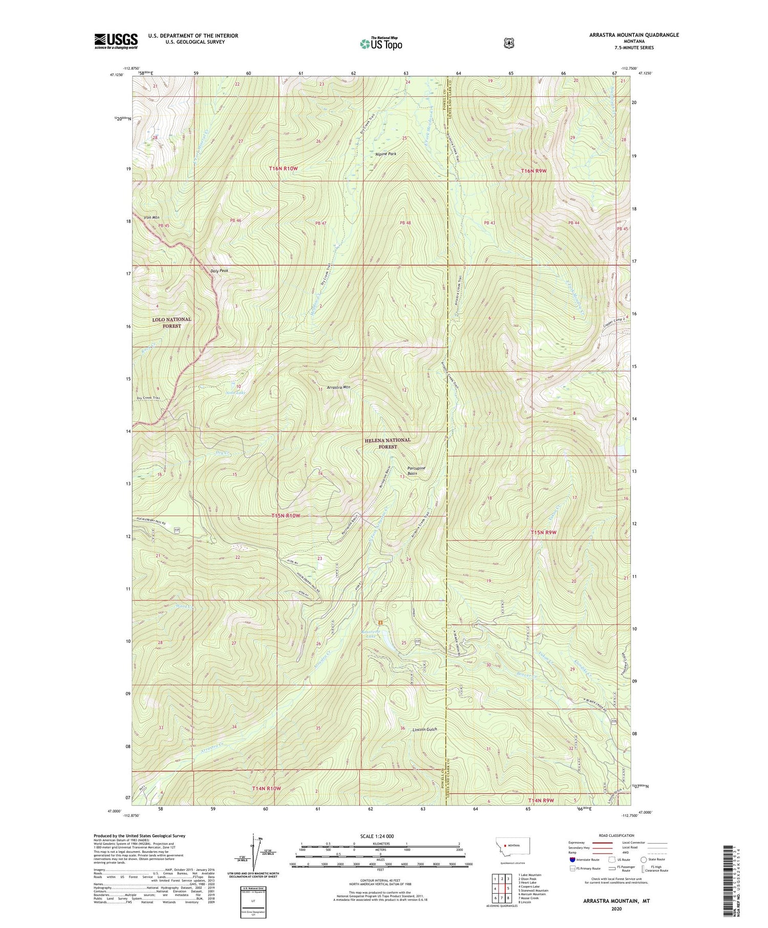 Arrastra Mountain Montana US Topo Map Image
