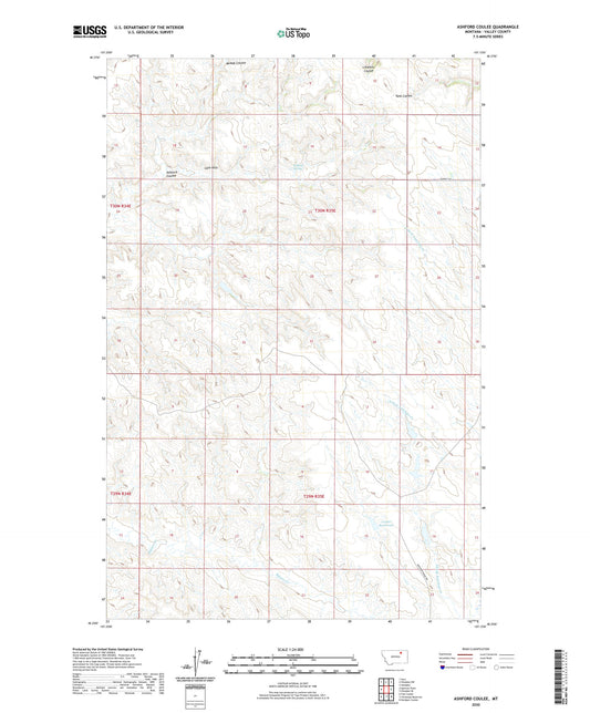Ashford Coulee Montana US Topo Map Image