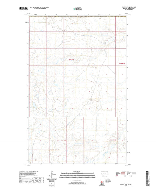 Aubrey Dam Montana US Topo Map Image