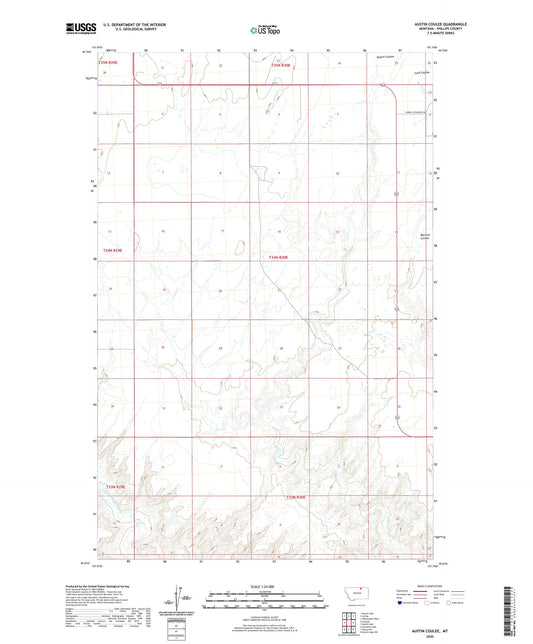Austin Coulee Montana US Topo Map Image