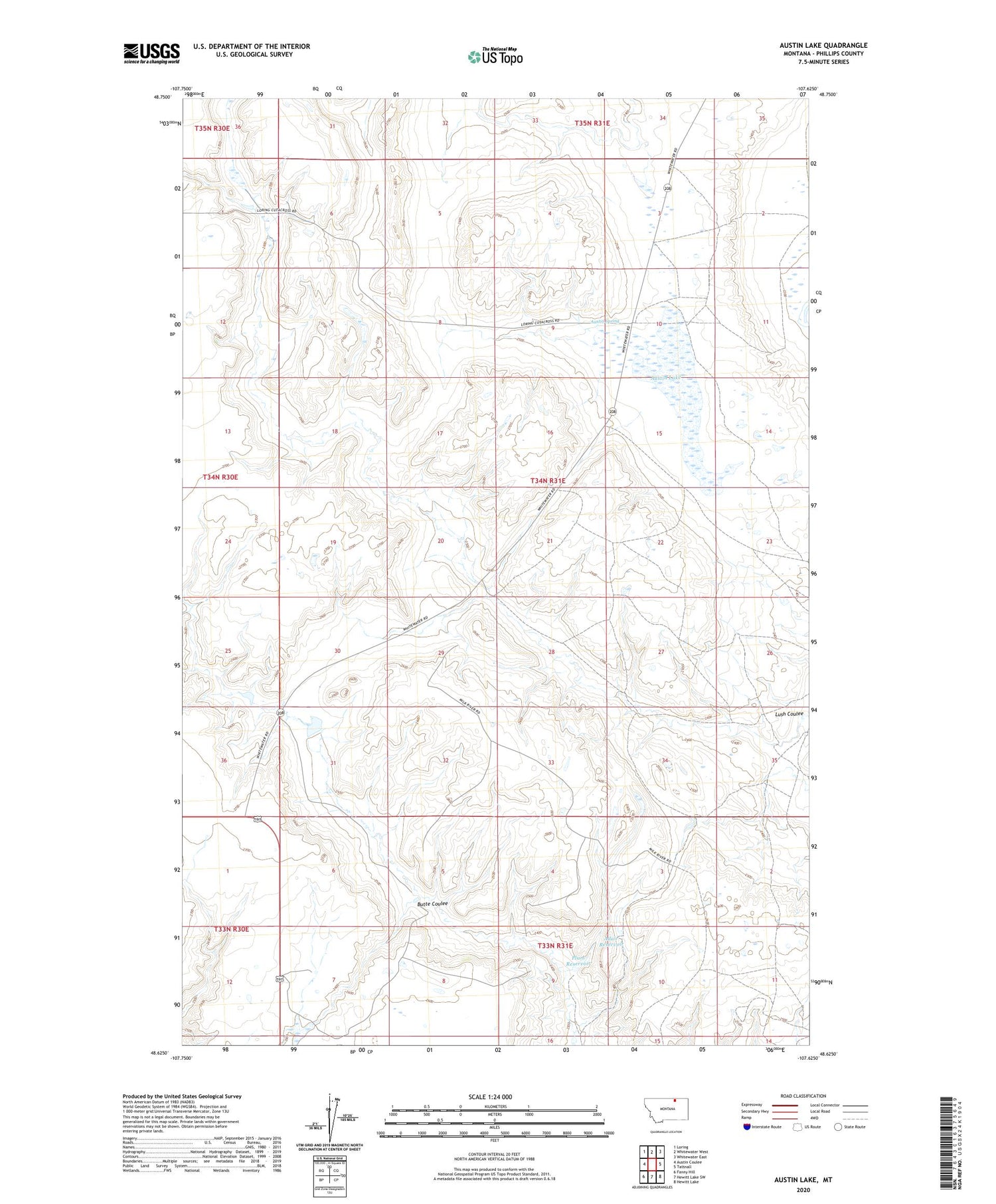 Austin Lake Montana US Topo Map Image