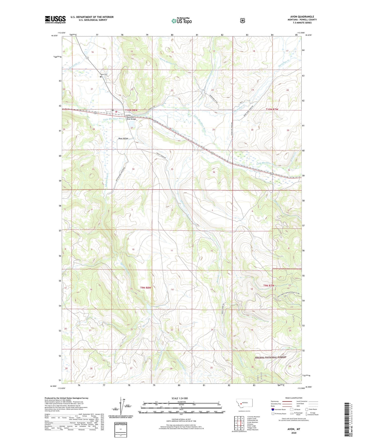 Avon Montana US Topo Map Image
