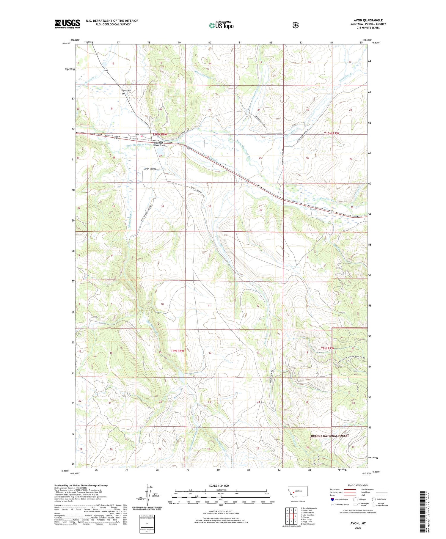 Avon Montana US Topo Map Image