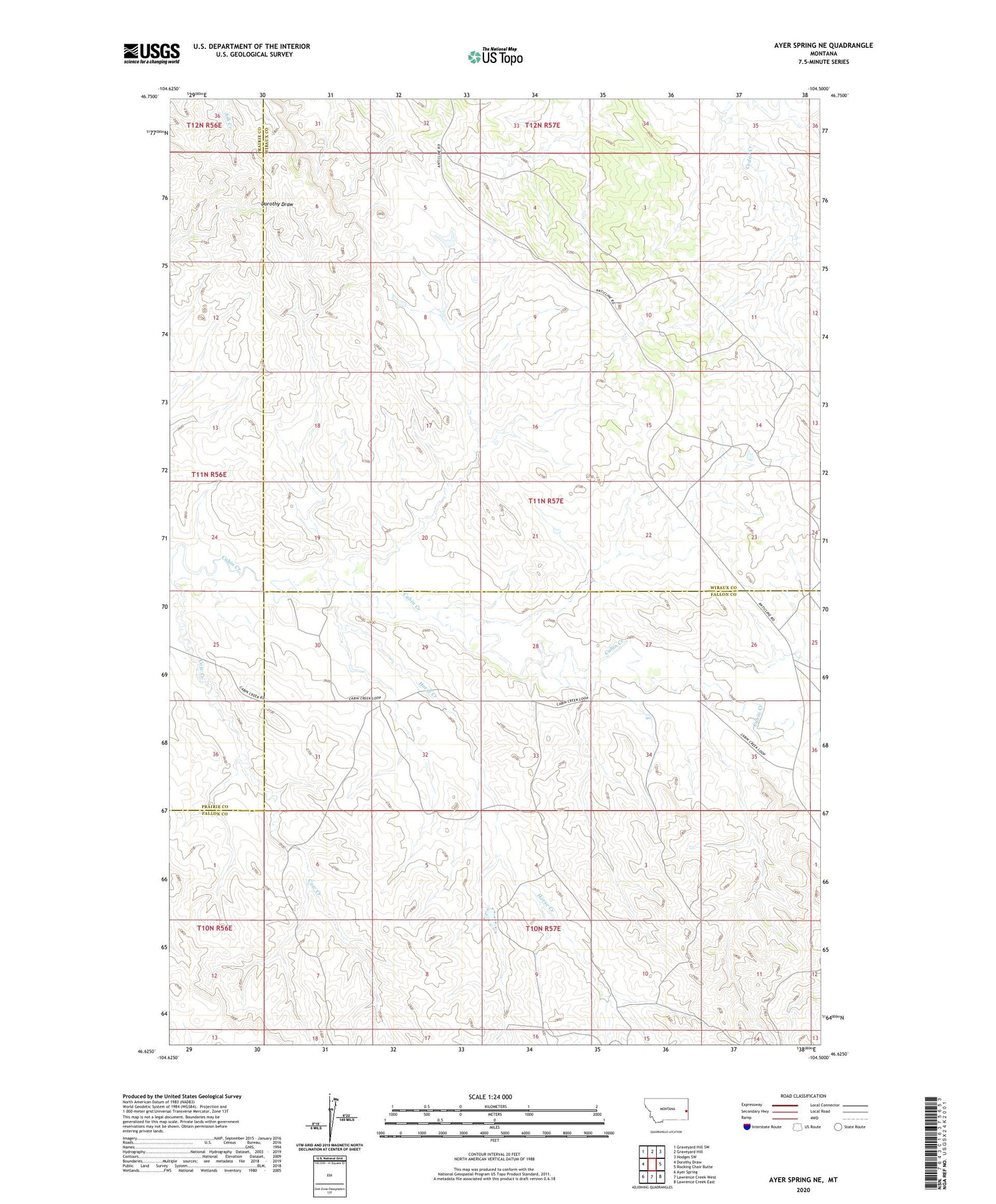 Ayer Spring NE Montana US Topo Map Image