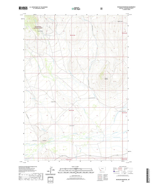 Bachelor Mountain Montana US Topo Map Image