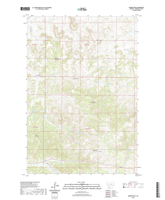 Badger Peak Montana US Topo Map Image