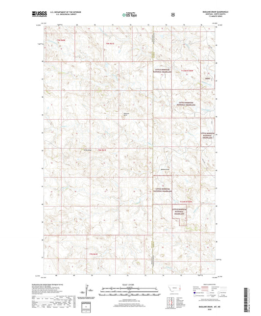 Badland Draw Montana US Topo Map Image