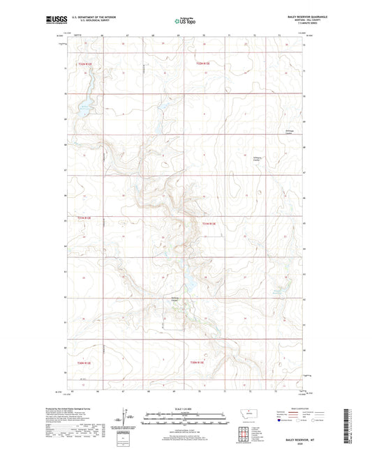 Bailey Reservoir Montana US Topo Map Image