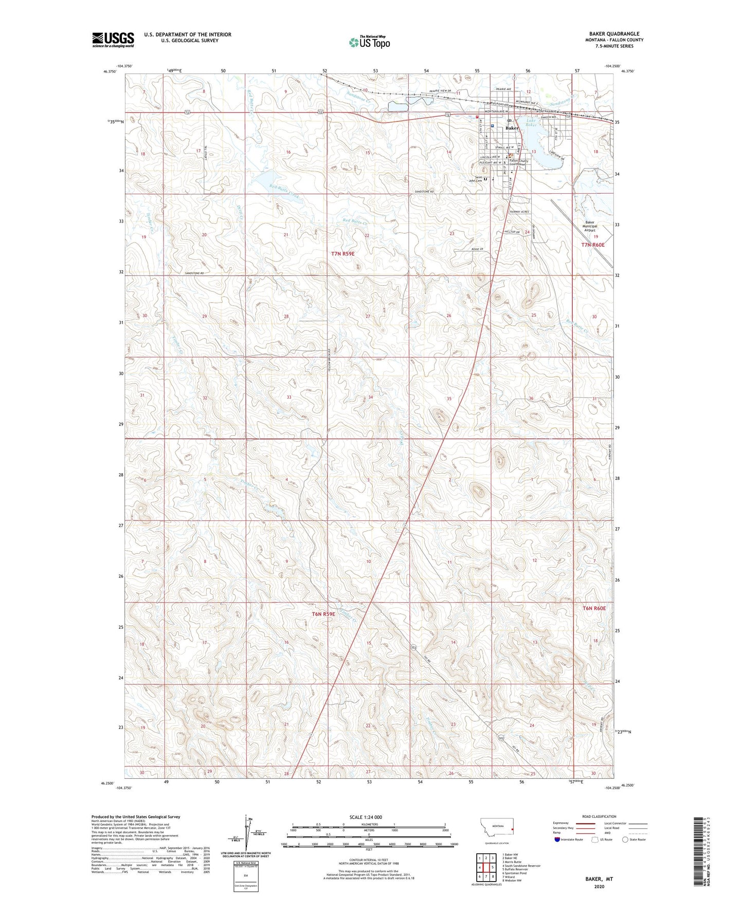 Baker Montana US Topo Map Image