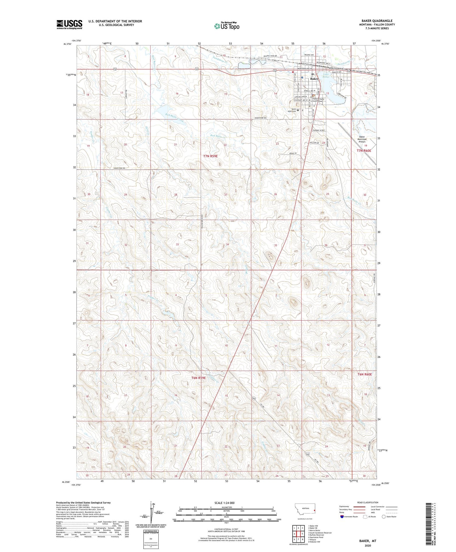 Baker Montana US Topo Map Image