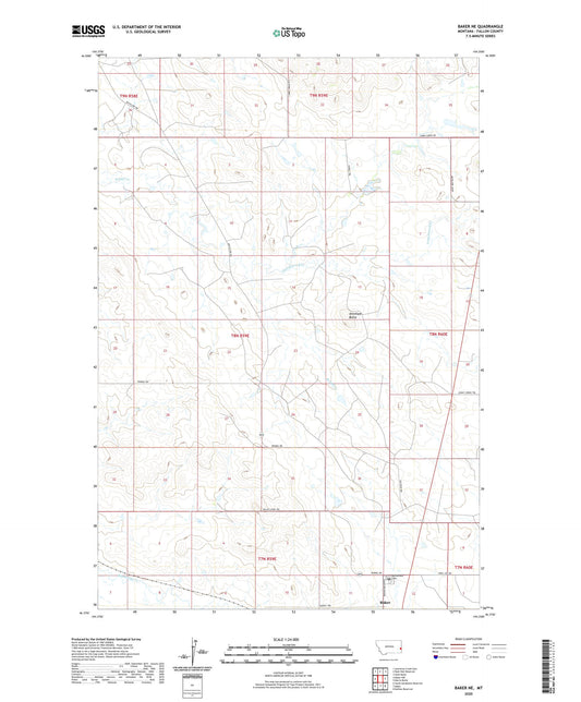 Baker NE Montana US Topo Map Image
