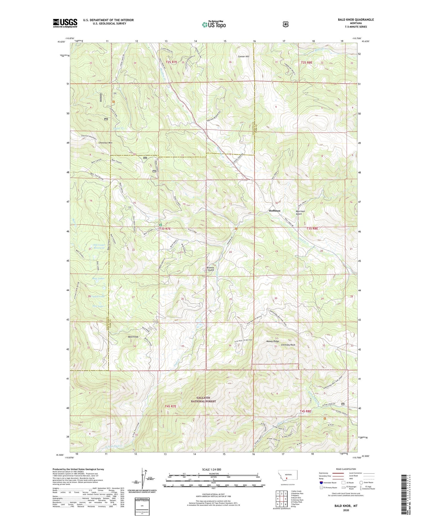 Bald Knob Montana US Topo Map Image