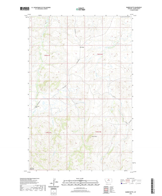 Barber Butte Montana US Topo Map Image