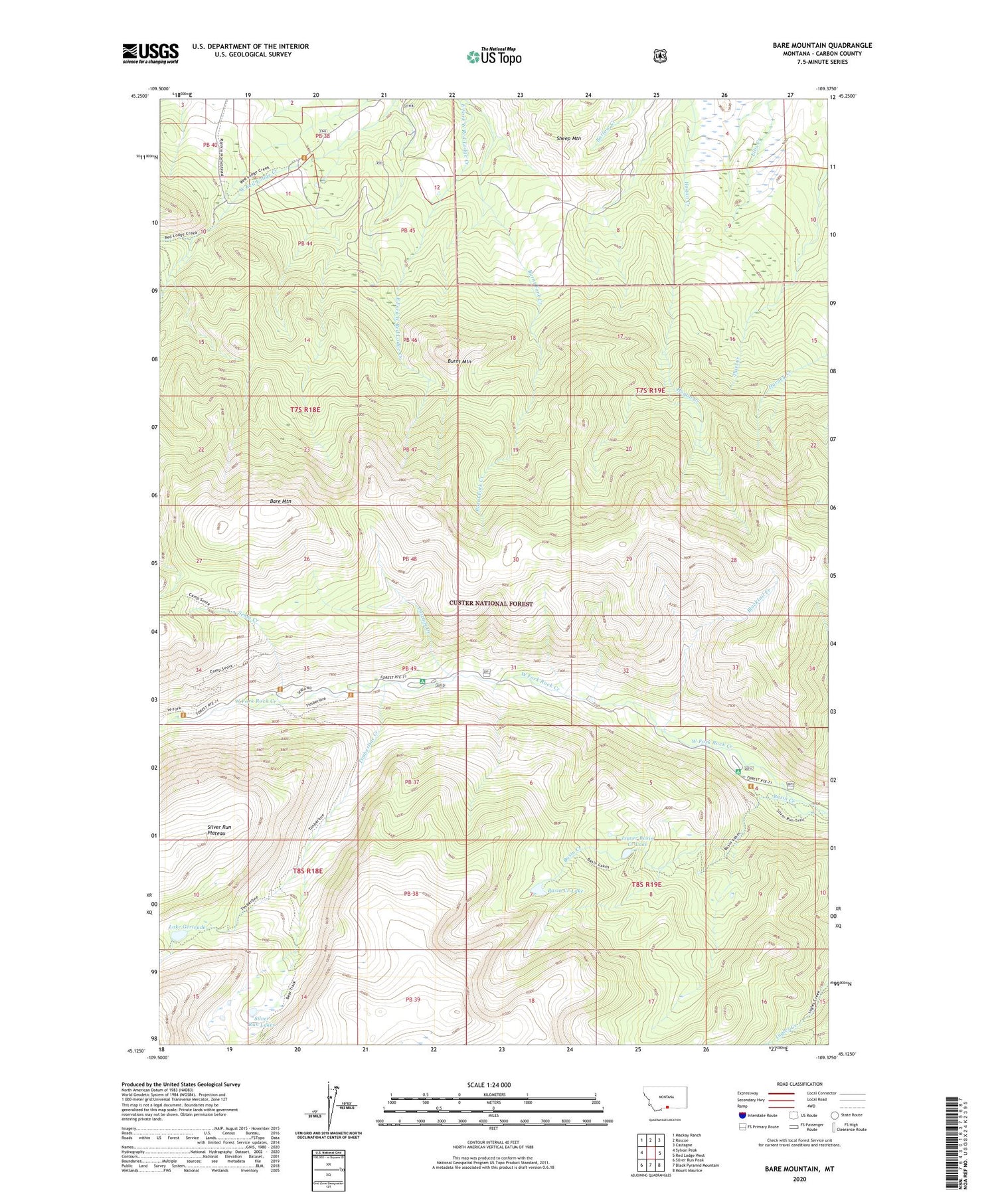 Bare Mountain Montana US Topo Map Image