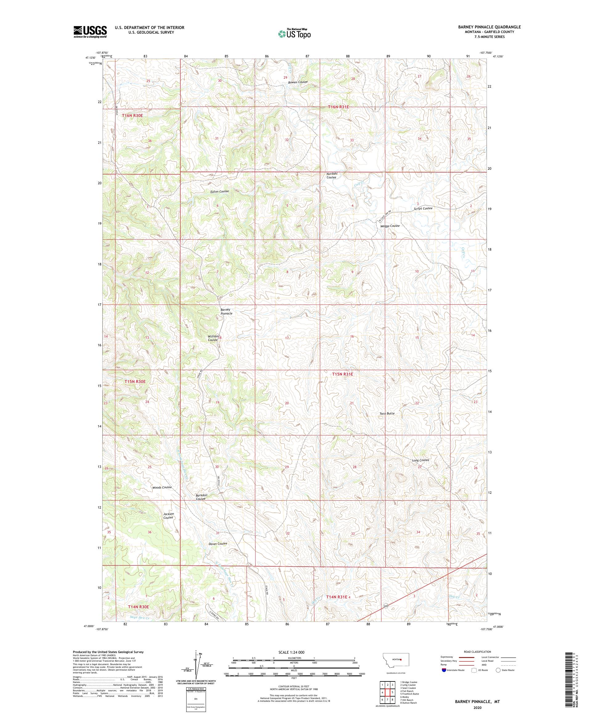 Barney Pinnacle Montana US Topo Map – MyTopo Map Store